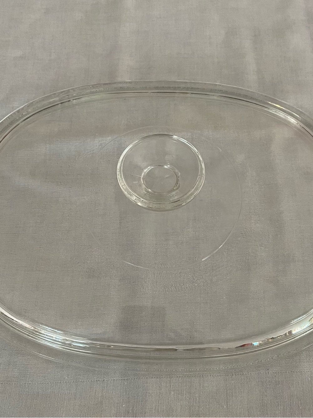 Vintage Pyrex Clear Glass Oval Serving Platter with Center Lid with Knob
